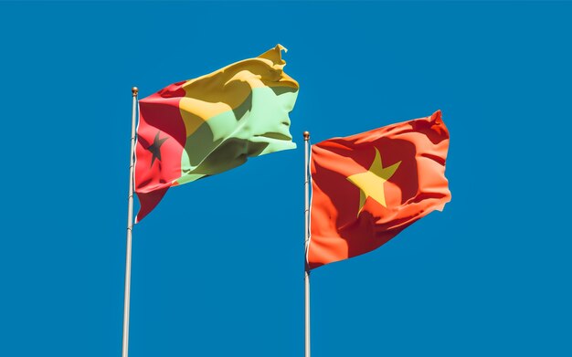 Flags of Vietnam and Guinea-Bissau. 3D artwork