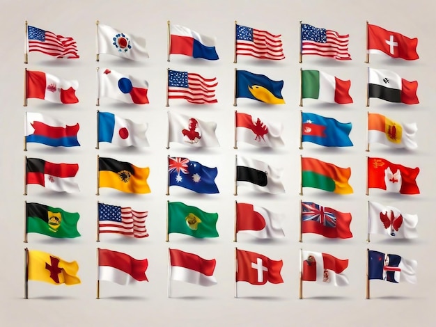 Foto bandiere del mondo che sono tutte bandiere di paesi diversi