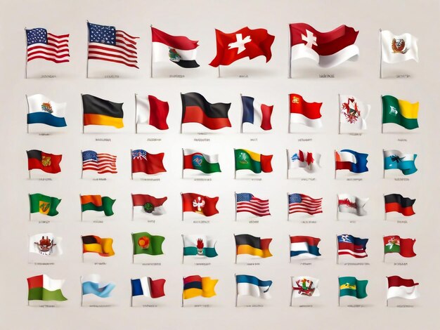 Photo flags of the world that are displayed in a row