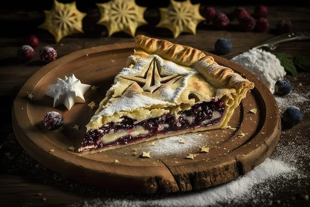 Flaky crust with cream berry jam filling tyrolean pie created with generative ai