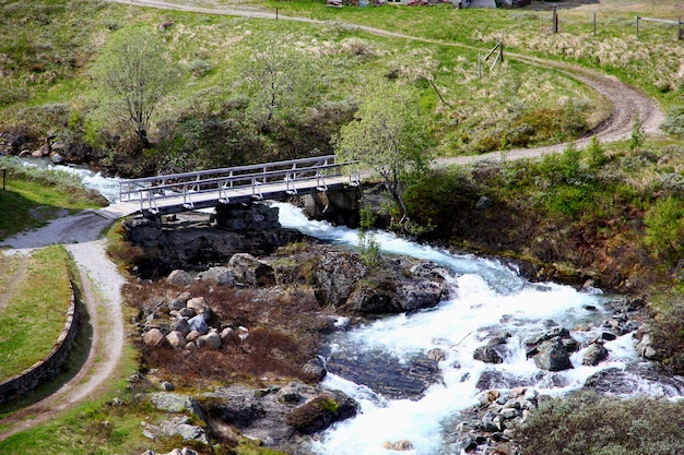 ノルウェーの山の中のフロム村