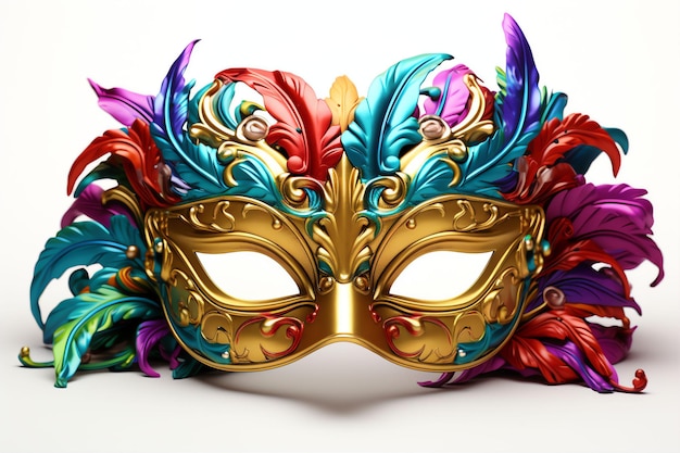 Flamboyant Mardi Gras Masks bright colors isolated