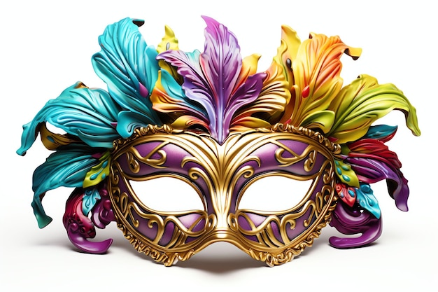 Flamboyant Mardi Gras Masks bright colors isolated