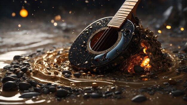 flame of an acoustic guitar