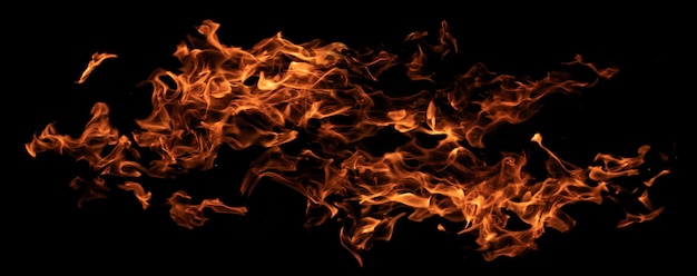 Flame on a black background Abstract natural background or texture