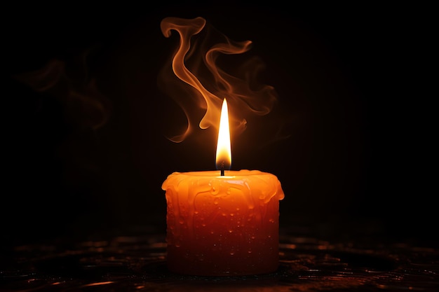 Flame candles isolated on black background Close up