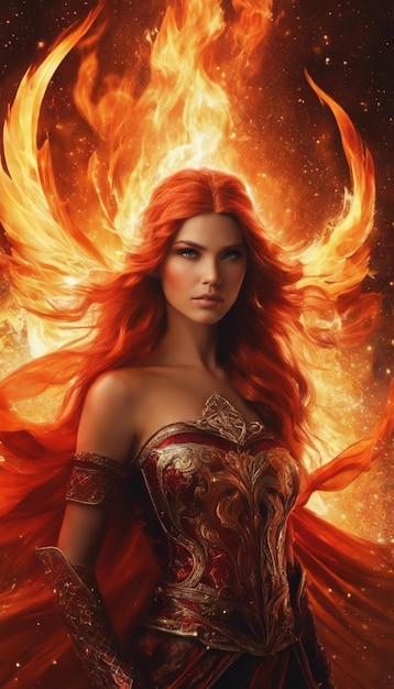 Photo the flame dancer an ethereal journey through the fiery realms