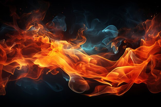 사진 오렌지색 폭발에 대한 모 ⁇  공간에 의해 어두운 배경으로 스튜디오에서 불꽃 불과 불꽃