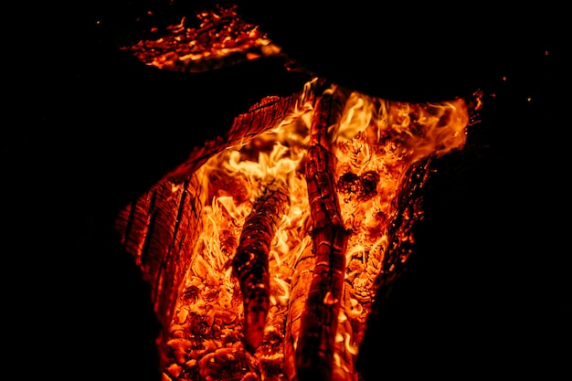 Flame and fire sparks on dark background