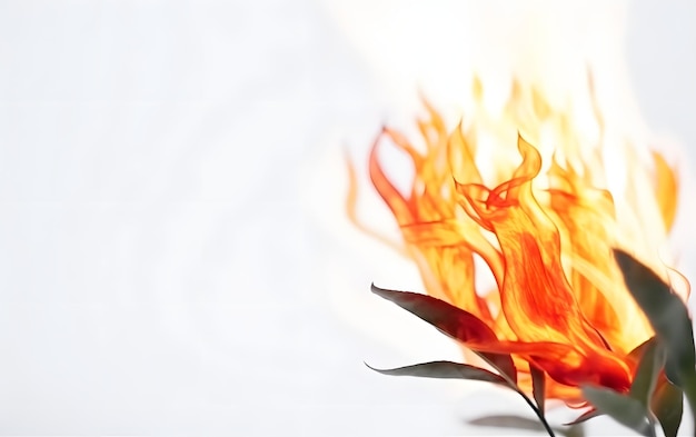 A flame from a torch is lit up with a white background.