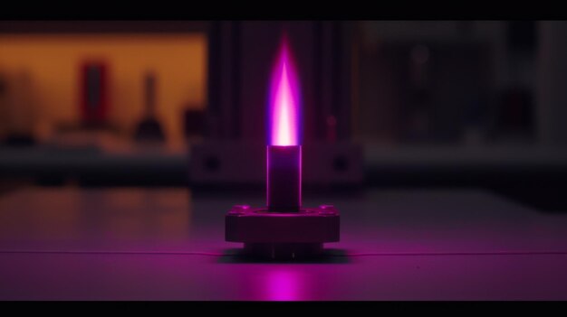 a flame in a glass tube