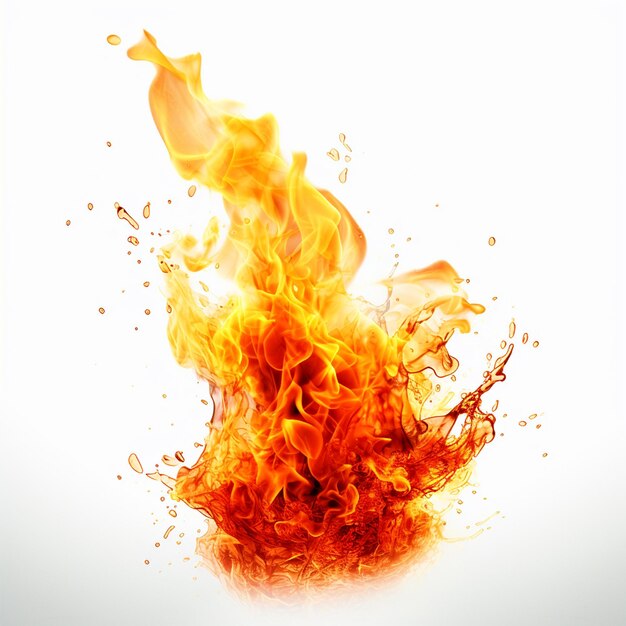 Photo flame on isolated white background