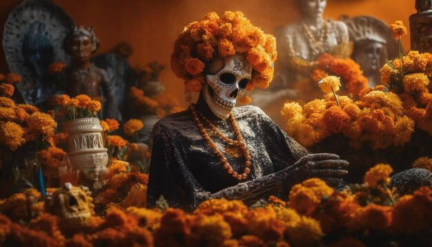 Фото Пламя смерти зажигает жуткое празднование хэллоуина, сгенерированное ии