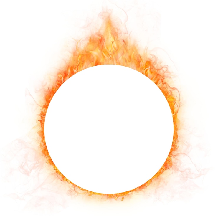 Photo flame png frame circle shape realistic burning fire