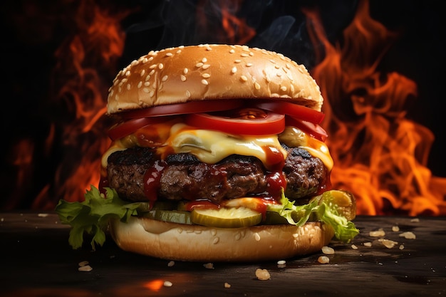 FlameGrilled Burger with Grill Marks