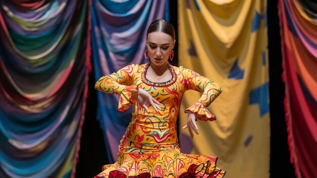 Flamenca performing floreo looking down