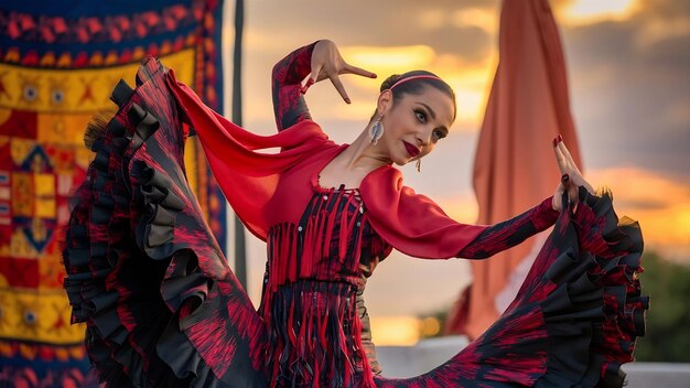 Photo flamenca performing traditional floreo