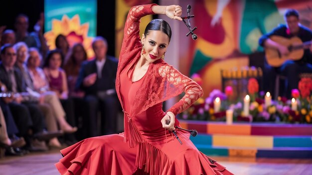 Photo flamenca performing traditional floreo