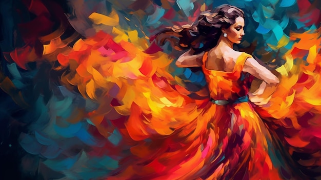 Flamenco Spaanse dansers abstracte kunst met levendige passi Generatieve Ai