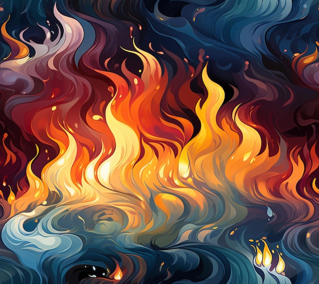 Flames are rising from the ocean and a man is standing on a boat generative ai