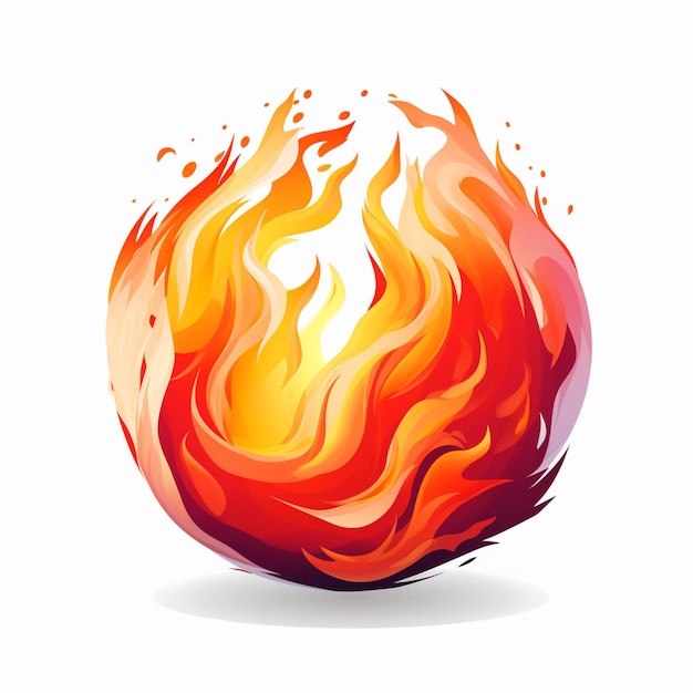 Photo flames are rising from a sphere of fire on a white background generative ai