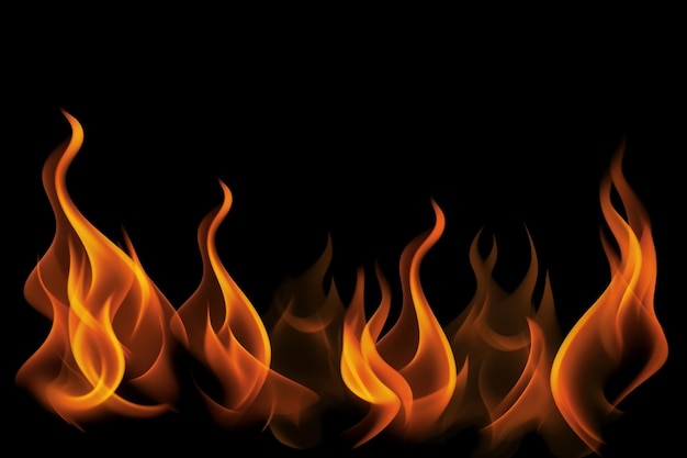 Flames on black background Generate Ai