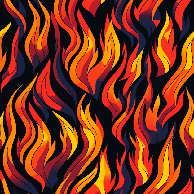 Photo flames on a black background with a red and yellow stripe generative ai