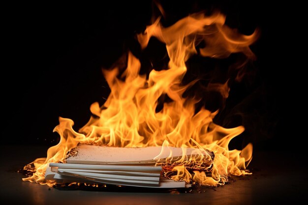 Photo flames engulfing a piece of paper