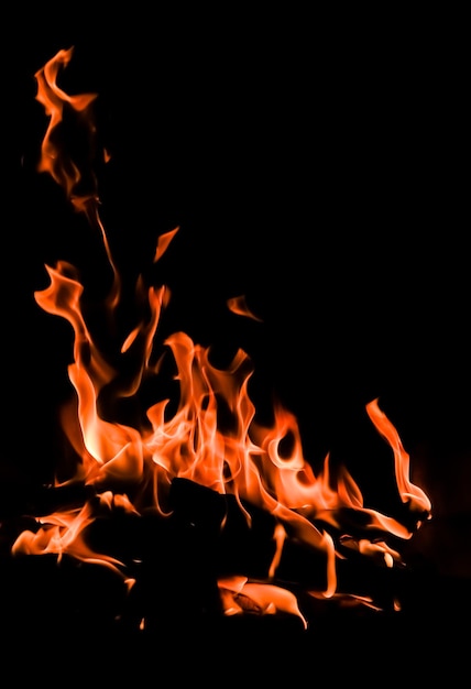 Flames of fire on a black background The mystery of fire