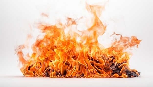 Flames and fire isolated on white background