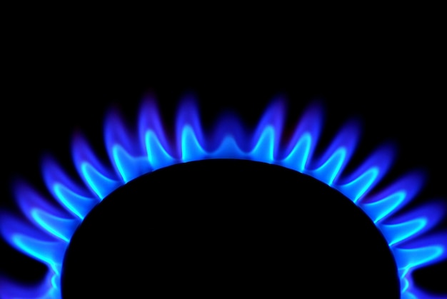 Flames of gas stove in the dark background