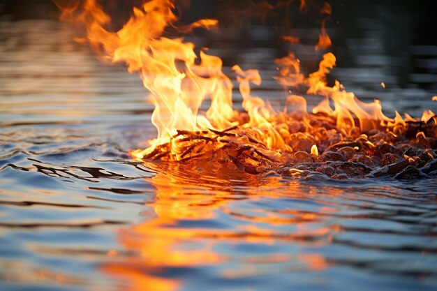 Flames reflected in the eyes of a person