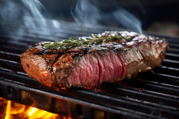 Photo flameseared steak on a gas grill