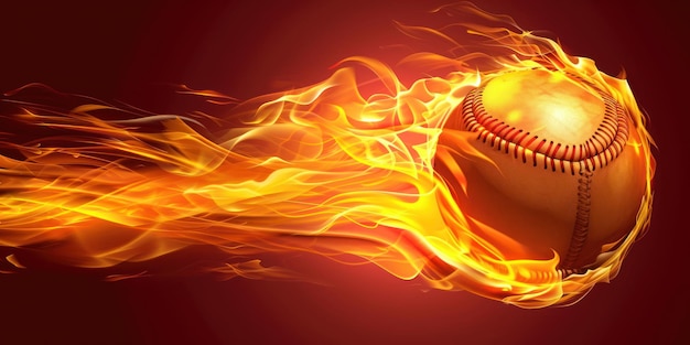 Photo flaming baseball in action