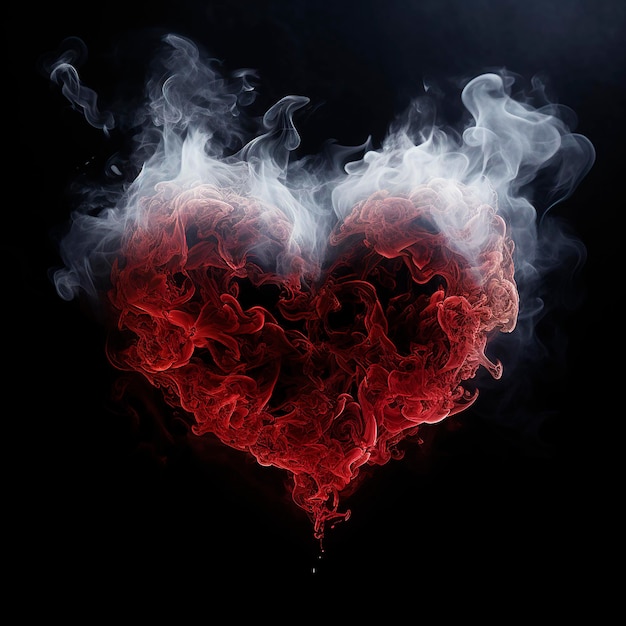 Flaming burning heart on black love background valentines day romantic wallpaper