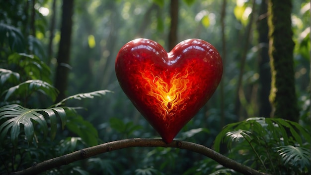 Flaming heart in the jungle