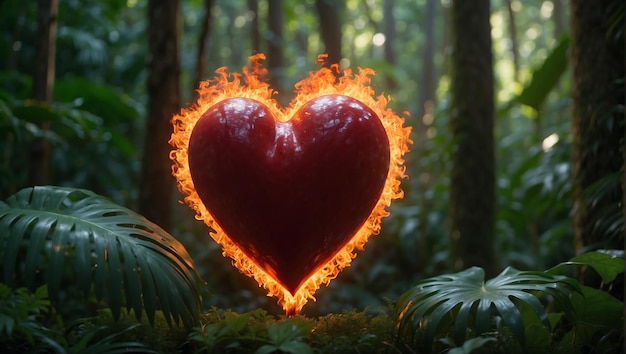 Flaming heart in the jungle