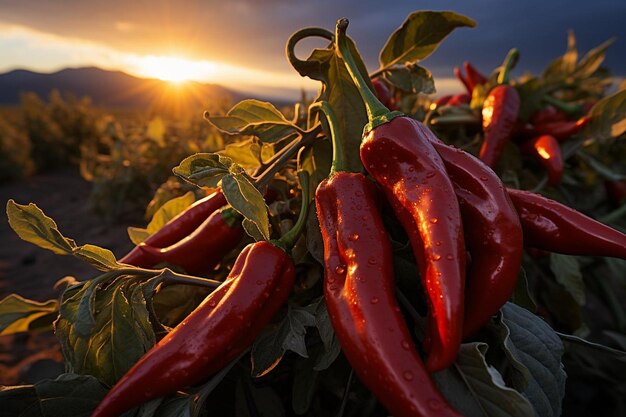 Foto il raccolto del peperoncino bollente