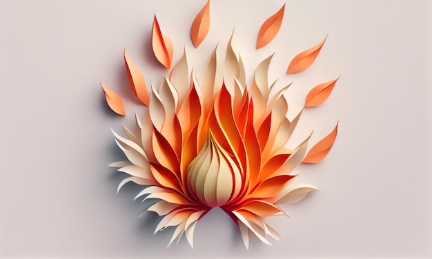 종이 공예로 만든 불타는 케이티 꽃 제너레이티브 AI