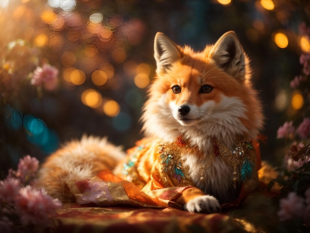 A flaming orange furred fox ai generated