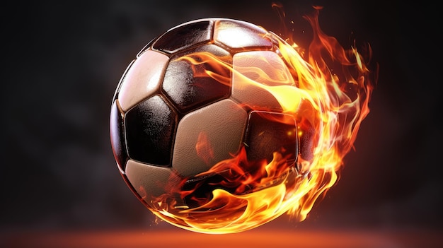 Photo flaming soccer football hd 8k wallpaper background stock photographic image