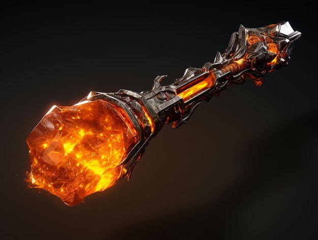 a flaming torch with a flame burning in the background