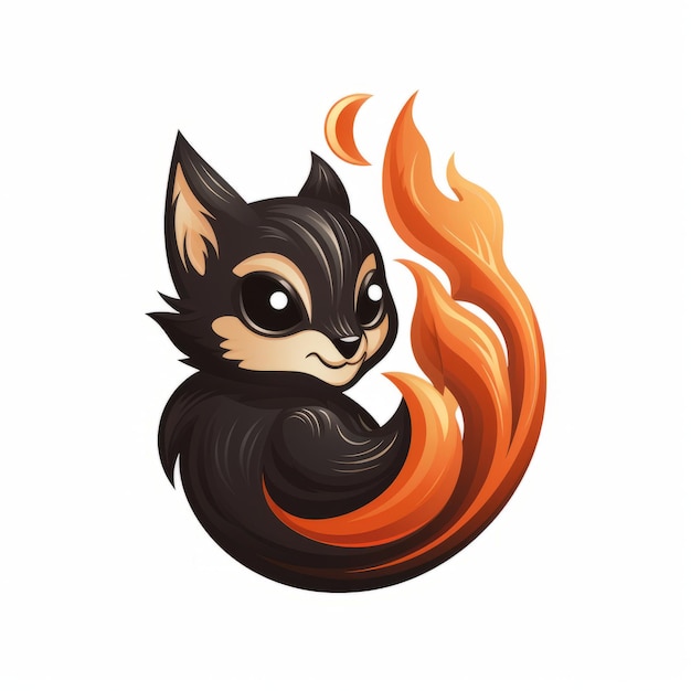 Foto muse dagli occhi fiammeggianti un sorprendente logo in taglio di legno di uno scoiattolo nero femmina