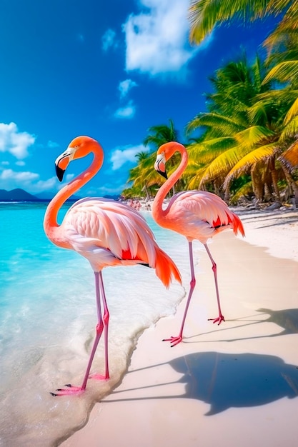 Flamingo aan de kust Generatieve AI Reizen