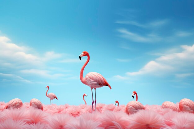 Фламинго фон и копировальное пространство