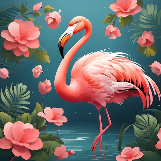 Flamingo Bird Illustration AI Generative