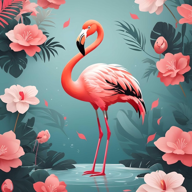 Flamingo Bird Illustration AI Generative