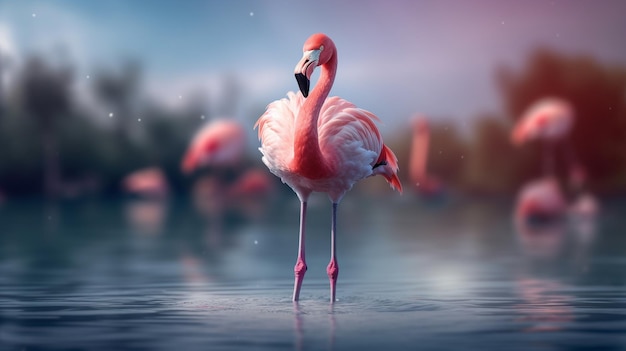 flamingo bird mascot HD 8K wallpaper Stock Photographic Image