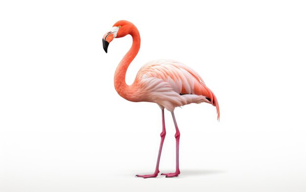 Photo flamingo elegant flight path on white background