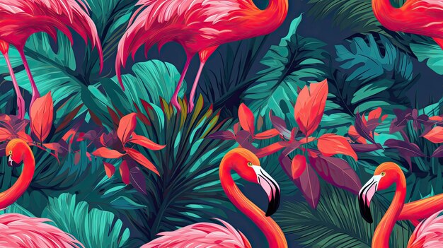 Photo flamingo exotic vibrant pixel pattern